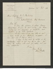 Nachlass Franz Steindachner, Brief von Alan Owston an Franz Steindachner (28.02.1910), Inv.Nr. 375.02, Seite 1